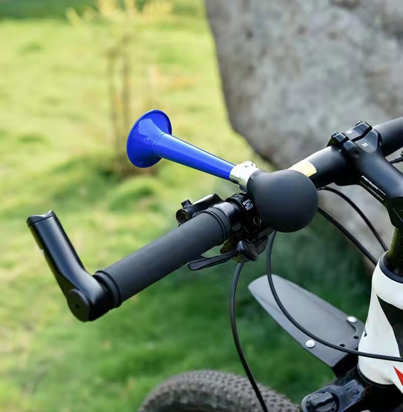 AUTUT Bike Metal Air Horn, Bugle Horn Retro Clown Horn with Squeeze Bulb for Bicycle Golf Cart, Blue - Image 4